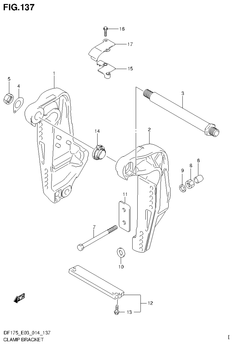 Suzuki DF175ZG CLAMP BRACKET (DF150TG E03) parts diagram